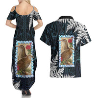 New Zealand Weka Couples Matching Summer Maxi Dress and Hawaiian Shirt Maori Hen Koru Pattern - Polynesian Pride