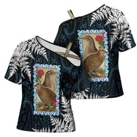 New Zealand Weka Cross Shoulder Shirt Maori Hen Koru Pattern - Polynesian Pride