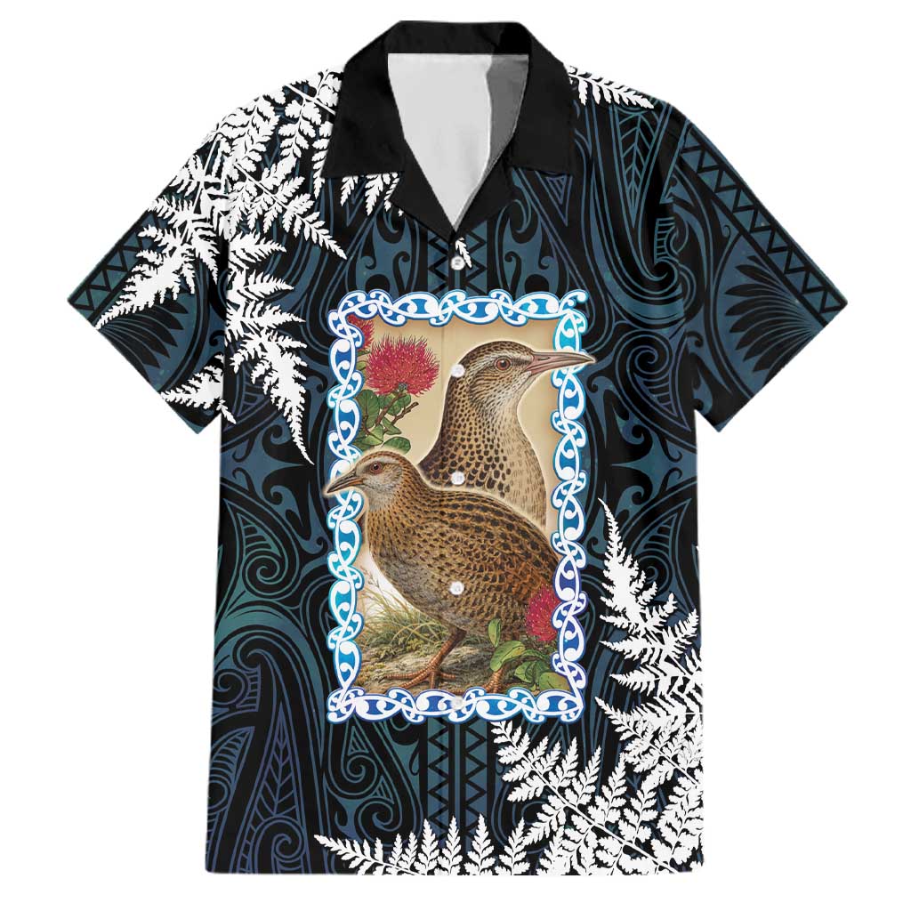 New Zealand Weka Family Matching Mermaid Dress and Hawaiian Shirt Maori Hen Koru Pattern LT05 Dad's Shirt - Short Sleeve Black - Polynesian Pride