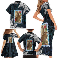 New Zealand Weka Family Matching Short Sleeve Bodycon Dress and Hawaiian Shirt Maori Hen Koru Pattern LT05 - Polynesian Pride