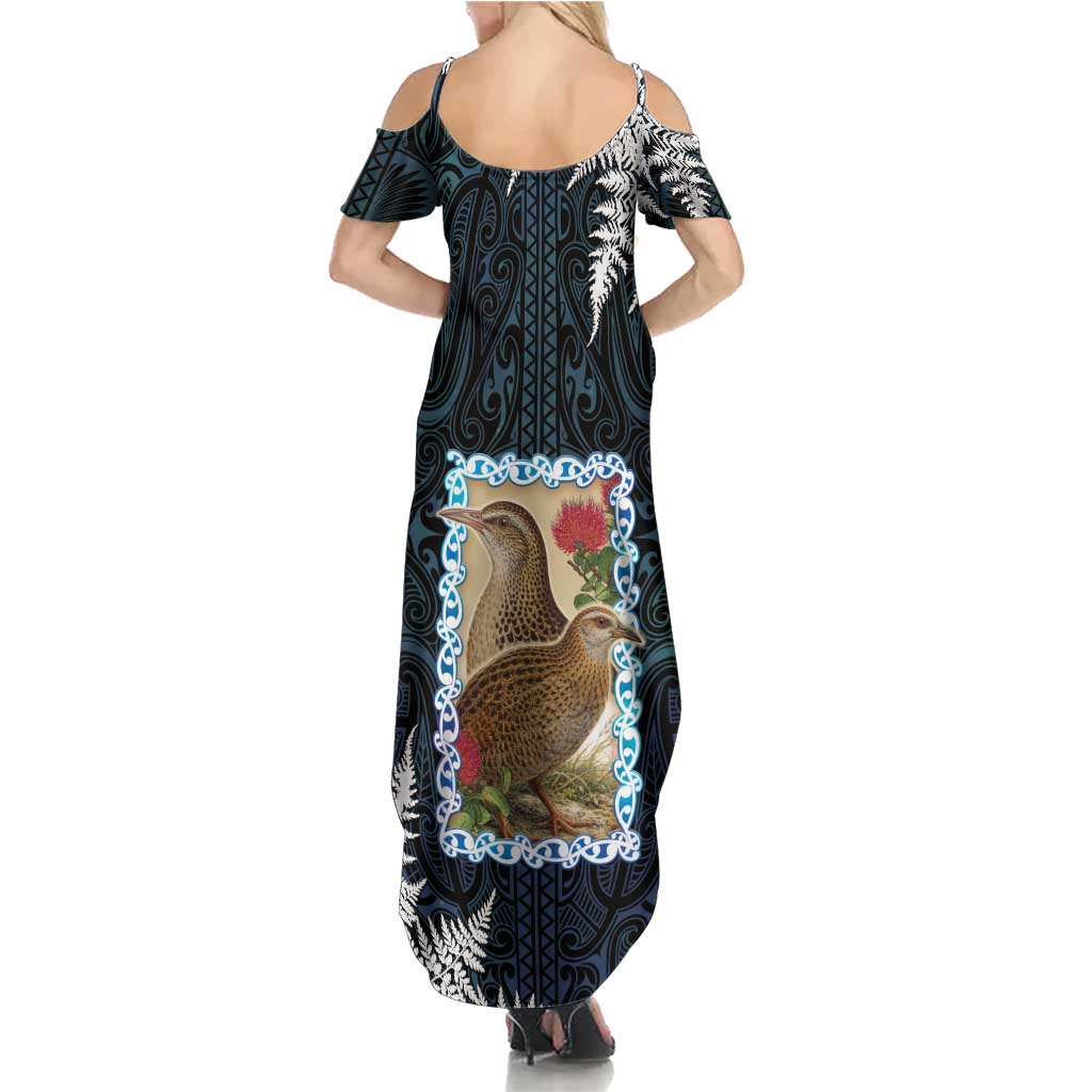 New Zealand Weka Family Matching Summer Maxi Dress and Hawaiian Shirt Maori Hen Koru Pattern LT05 - Polynesian Pride