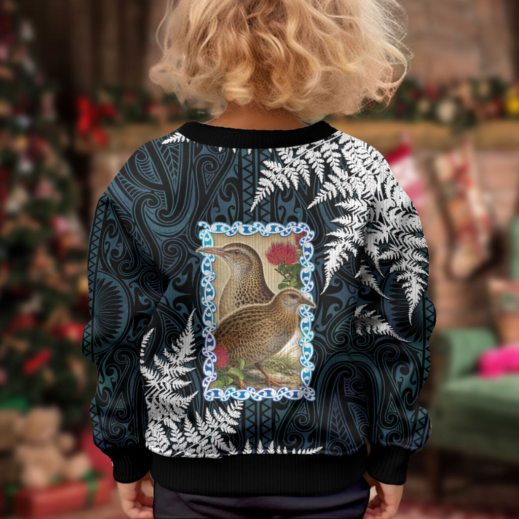 New Zealand Weka Kid Ugly Christmas Sweater Maori Hen Koru Pattern LT05 - Polynesian Pride