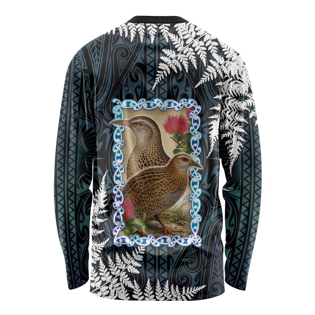 New Zealand Weka Long Sleeve Shirt Maori Hen Koru Pattern - Polynesian Pride