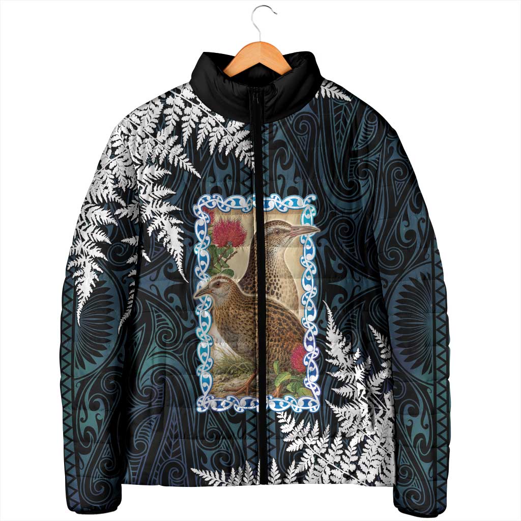 New Zealand Weka Padded Jacket Maori Hen Koru Pattern - Polynesian Pride