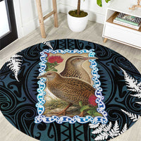 New Zealand Weka Round Carpet Maori Hen Koru Pattern - Polynesian Pride