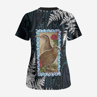 New Zealand Weka Scrub Top Maori Hen Koru Pattern - Polynesian Pride