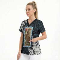 New Zealand Weka Scrub Top Maori Hen Koru Pattern - Polynesian Pride