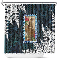 New Zealand Weka Shower Curtain Maori Hen Koru Pattern - Polynesian Pride