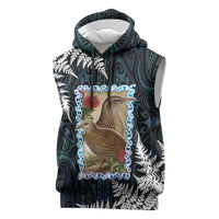 New Zealand Weka Sleeveless Hoodie Maori Hen Koru Pattern - Polynesian Pride