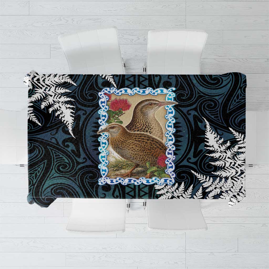 New Zealand Weka Tablecloth Maori Hen Koru Pattern LT05 Black - Polynesian Pride