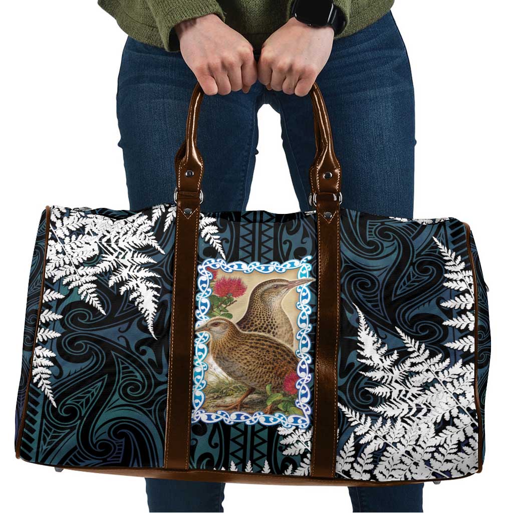 New Zealand Weka Travel Bag Maori Hen Koru Pattern LT05 Black - Polynesian Pride