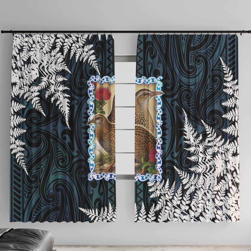New Zealand Weka Window Curtain Maori Hen Koru Pattern - Polynesian Pride