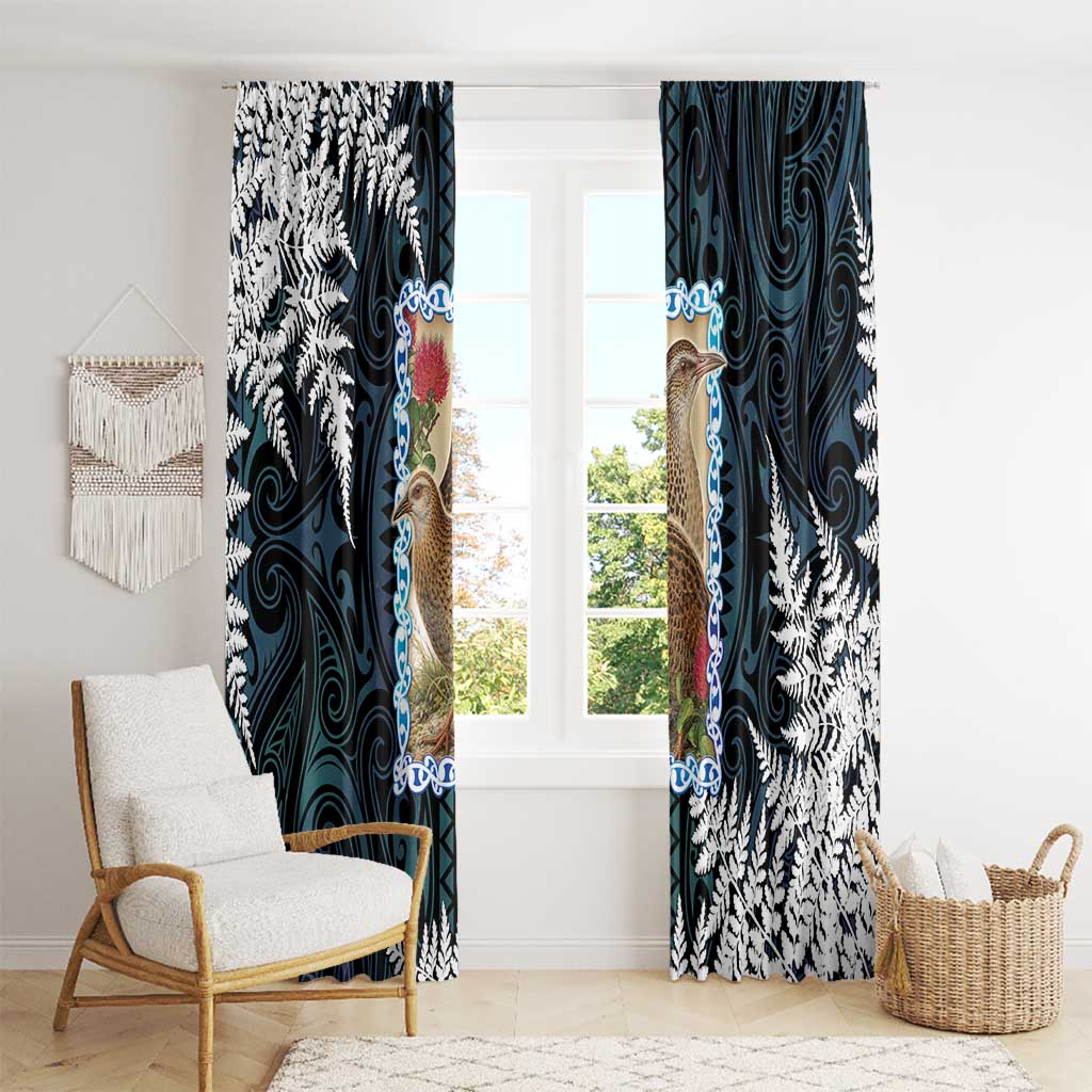 New Zealand Weka Window Curtain Maori Hen Koru Pattern - Polynesian Pride