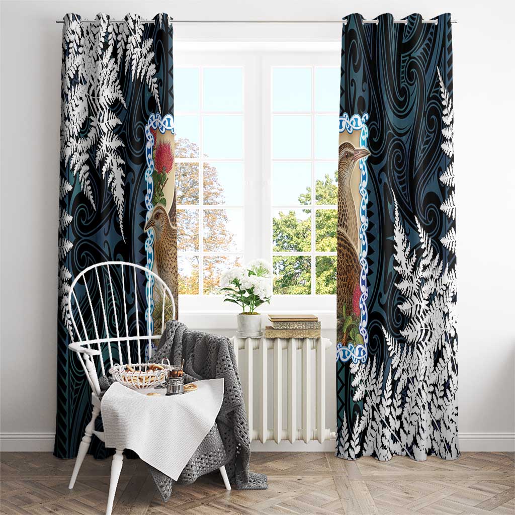 New Zealand Weka Window Curtain Maori Hen Koru Pattern - Polynesian Pride