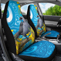 New Zealand Kokako Bird Car Seat Cover Maori Koru With Kowhai Flowers LT05 - Polynesian Pride