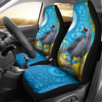 New Zealand Kokako Bird Car Seat Cover Maori Koru With Kowhai Flowers LT05 - Polynesian Pride