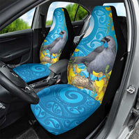 New Zealand Kokako Bird Car Seat Cover Maori Koru With Kowhai Flowers LT05 - Polynesian Pride