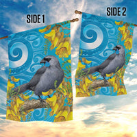 New Zealand Kokako Bird Garden Flag Maori Koru With Kowhai Flowers - Polynesian Pride