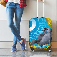 New Zealand Kokako Bird Luggage Cover Maori Koru With Kowhai Flowers LT05 - Polynesian Pride
