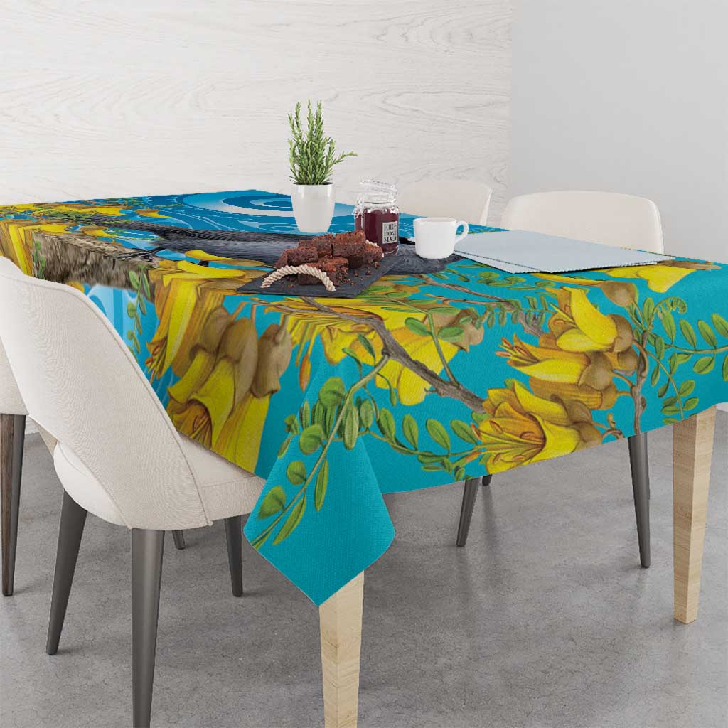 New Zealand Kokako Bird Tablecloth Maori Koru With Kowhai Flowers - Polynesian Pride