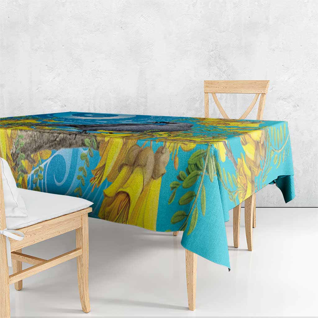 New Zealand Kokako Bird Tablecloth Maori Koru With Kowhai Flowers - Polynesian Pride