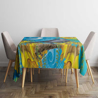 New Zealand Kokako Bird Tablecloth Maori Koru With Kowhai Flowers - Polynesian Pride