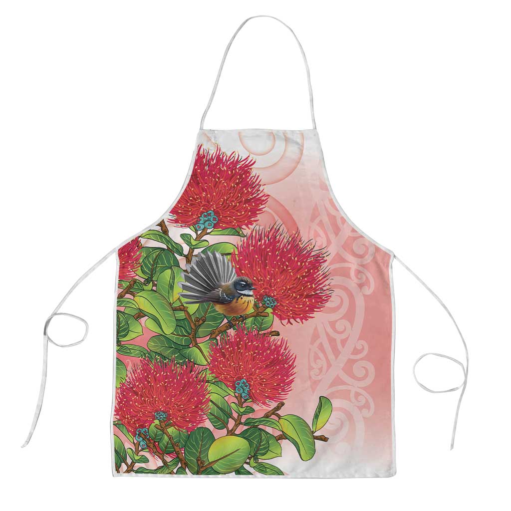 New Zealand Fantail Apron Maori Koru With Pohutukawa Flowers - Polynesian Pride