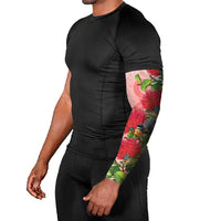 New Zealand Fantail Arm Sleeves Maori Koru With Pohutukawa Flowers - Polynesian Pride