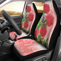 New Zealand Fantail Car Seat Cover Maori Koru With Pohutukawa Flowers LT05 - Polynesian Pride