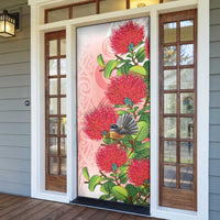 New Zealand Fantail Door Cover Maori Koru With Pohutukawa Flowers LT05 - Polynesian Pride