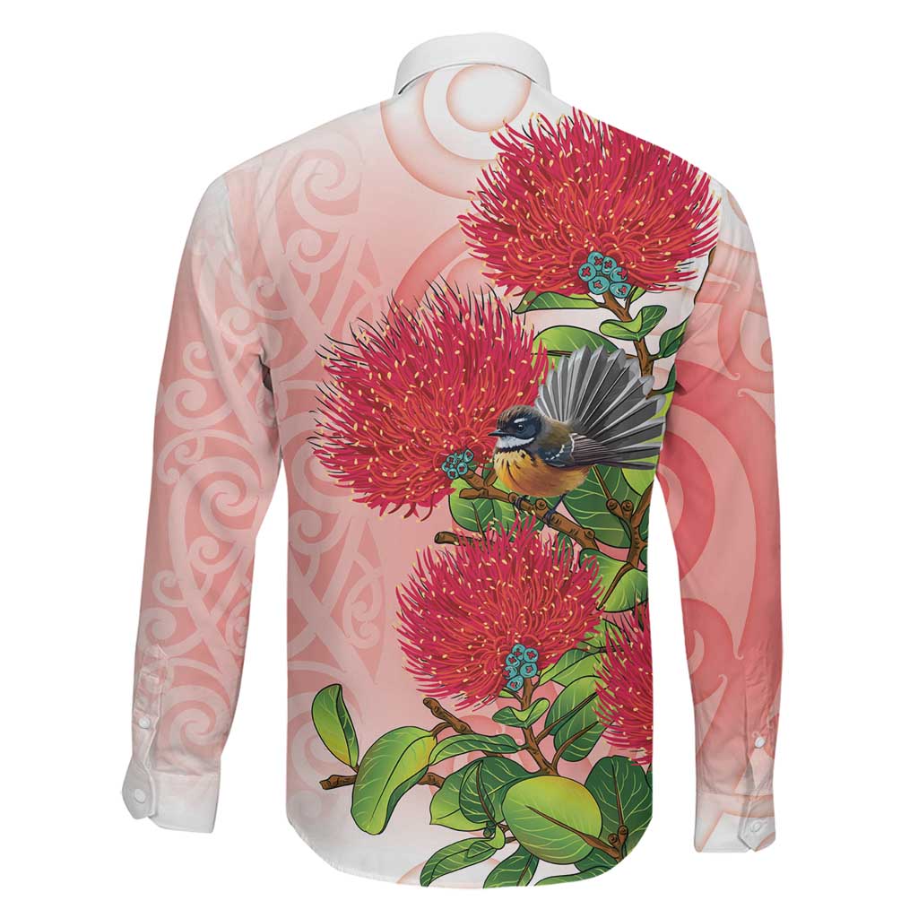 New Zealand Fantail Family Matching Mermaid Dress and Hawaiian Shirt Maori Koru With Pohutukawa Flowers LT05 - Polynesian Pride
