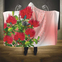 New Zealand Fantail Hooded Blanket Maori Koru With Pohutukawa Flowers - Polynesian Pride