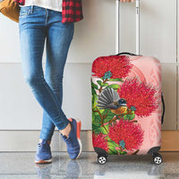 New Zealand Fantail Luggage Cover Maori Koru With Pohutukawa Flowers LT05 - Polynesian Pride