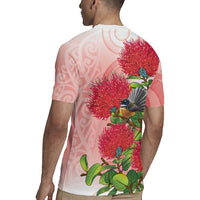 New Zealand Fantail Rugby Jersey Maori Koru With Pohutukawa Flowers - Polynesian Pride