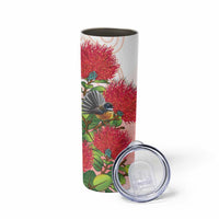 New Zealand Fantail Skinny Tumbler Maori Koru With Pohutukawa Flowers LT05 - Polynesian Pride