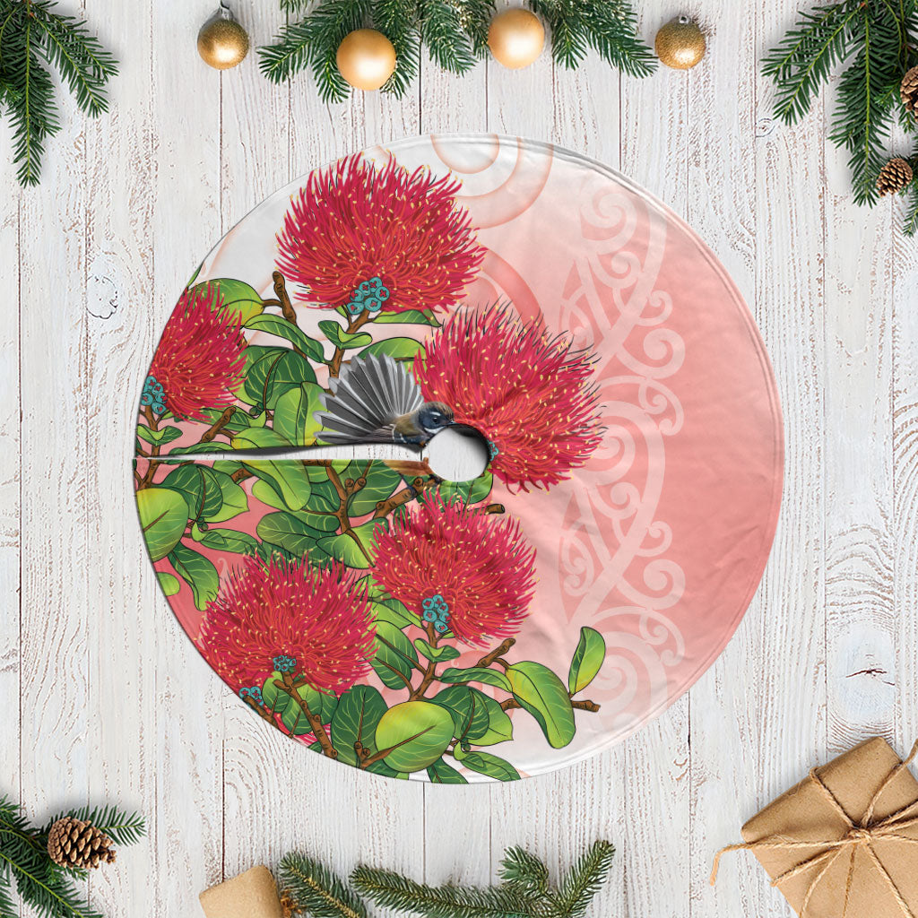 New Zealand Fantail Tree Skirt Maori Koru With Pohutukawa Flowers LT05 Casual Red - Polynesian Pride