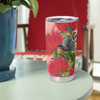 New Zealand Fantail Tumbler Cup Maori Koru With Pohutukawa Flowers LT05 - Polynesian Pride