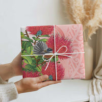 New Zealand Fantail Wrapping Paper Maori Koru With Pohutukawa Flowers