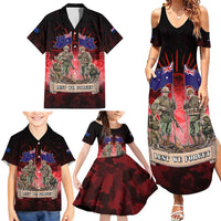 Australia And New Zealand ANZAC Day Family Matching Summer Maxi Dress and Hawaiian Shirt Soldiers Lest We Forget LT05 - Polynesian Pride