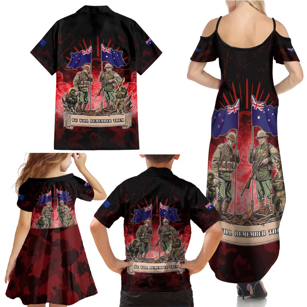 Australia And New Zealand ANZAC Day Family Matching Summer Maxi Dress and Hawaiian Shirt Soldiers Lest We Forget LT05 - Polynesian Pride