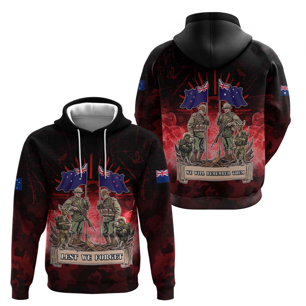 Australia And New Zealand ANZAC Day Hoodie Soldiers Lest We Forget LT05