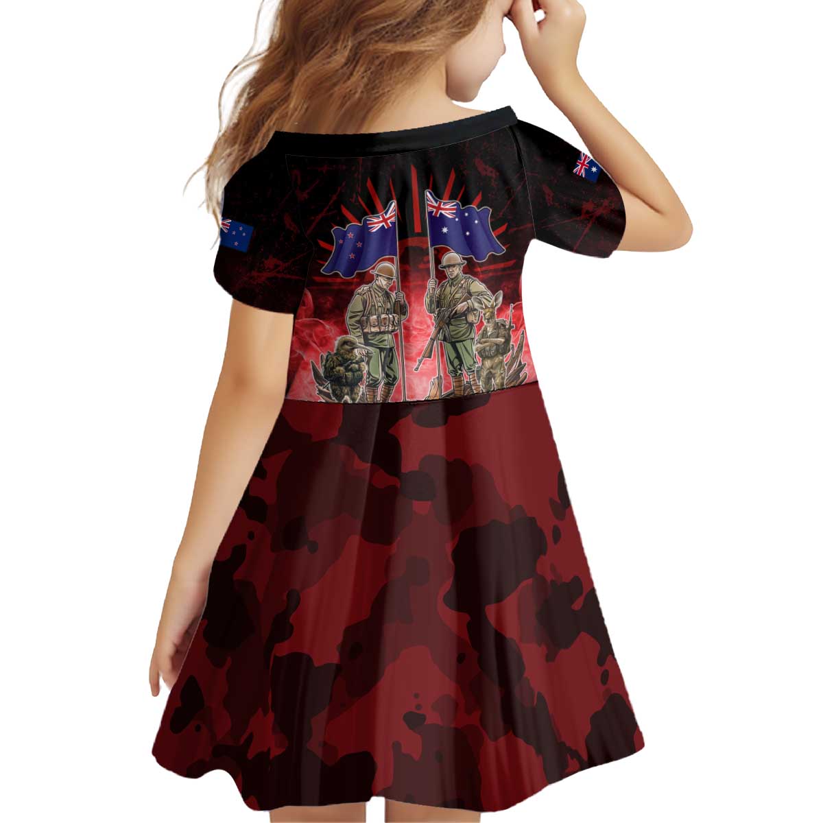 Australia And New Zealand ANZAC Day Kid Short Sleeve Dress Soldiers Lest We Forget