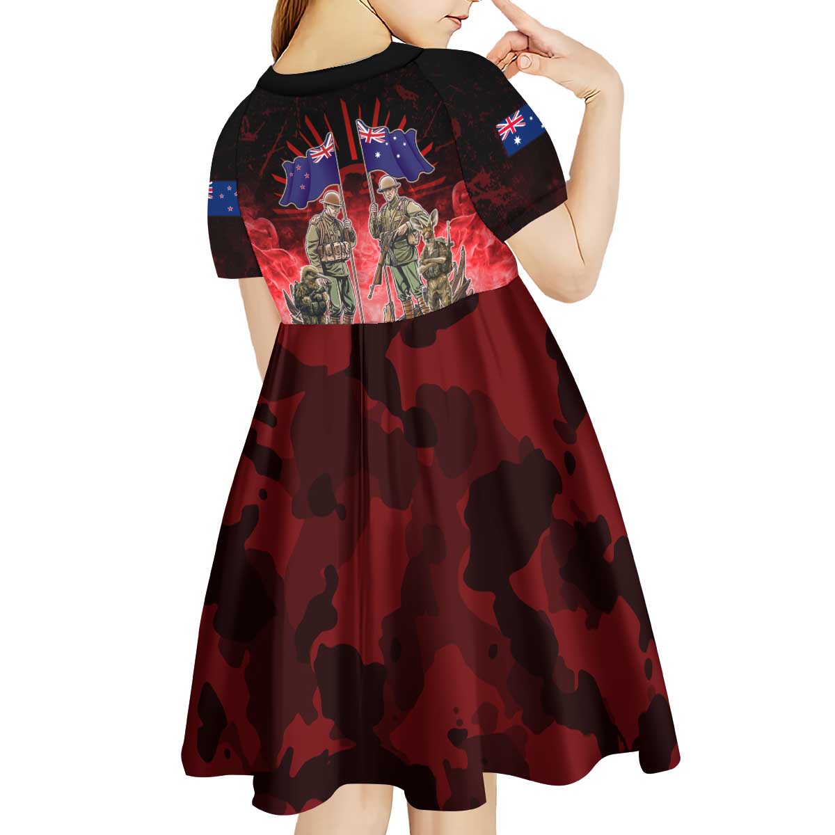Australia And New Zealand ANZAC Day Kid Short Sleeve Dress Soldiers Lest We Forget