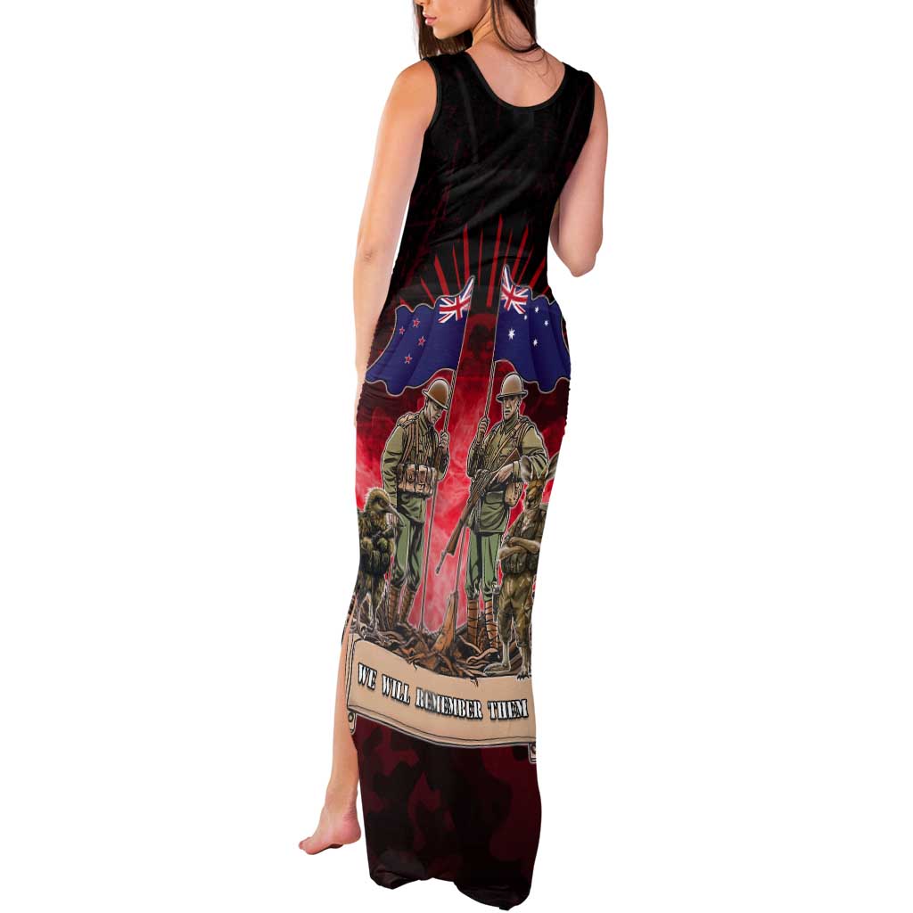 Australia And New Zealand ANZAC Day Tank Maxi Dress Soldiers Lest We Forget