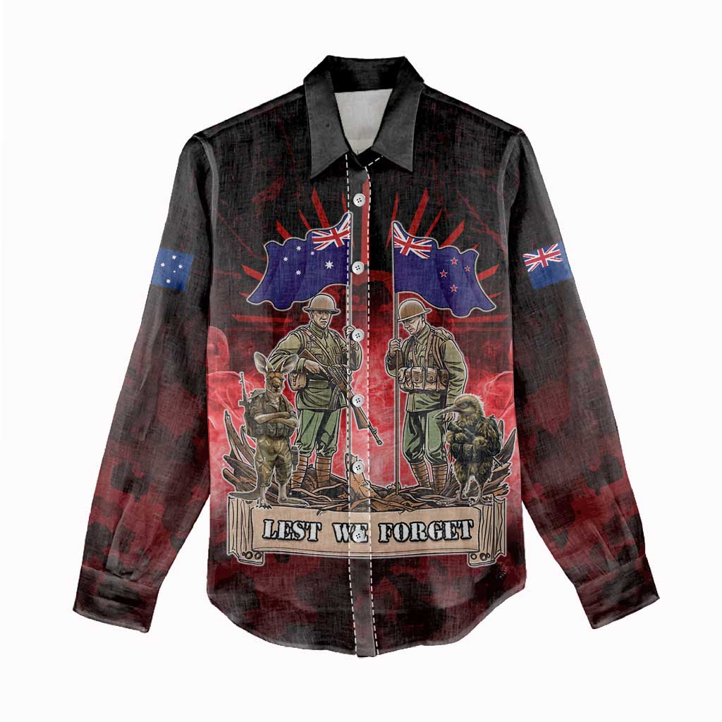 Australia And New Zealand ANZAC Day Women Casual Shirt Soldiers Lest We Forget LT05 - Polynesian Pride
