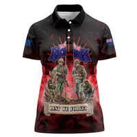 Australia And New Zealand ANZAC Day Women Polo Shirt Soldiers Lest We Forget LT05 Female Red - Polynesian Pride