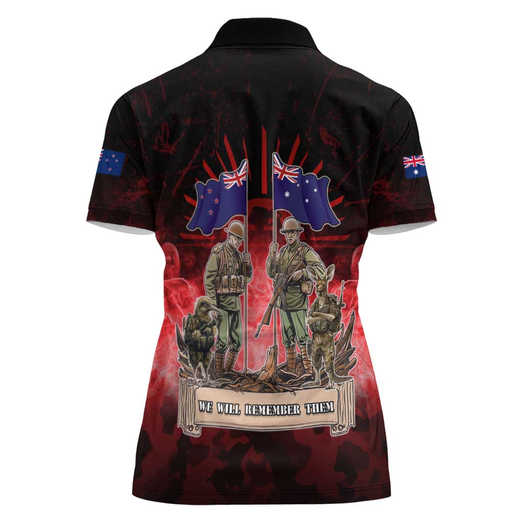 Australia And New Zealand ANZAC Day Women Polo Shirt Soldiers Lest We Forget LT05 - Polynesian Pride