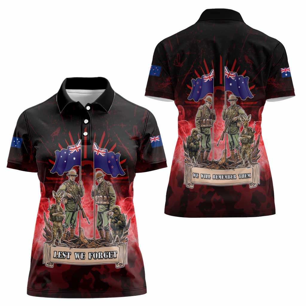 Australia And New Zealand ANZAC Day Women Polo Shirt Soldiers Lest We Forget LT05 - Polynesian Pride