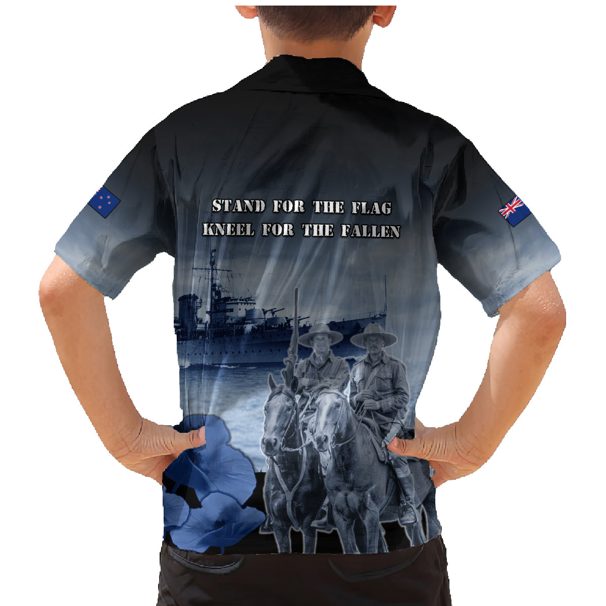New Zealand ANZAC Day Family Matching Mermaid Dress and Hawaiian Shirt HMNZS Achilles We Will Remember Them LT05 - Polynesian Pride