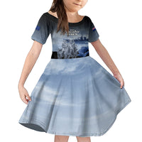 New Zealand ANZAC Day Family Matching Tank Maxi Dress and Hawaiian Shirt HMNZS Achilles We Will Remember Them LT05 Daughter's Dress Blue - Polynesian Pride